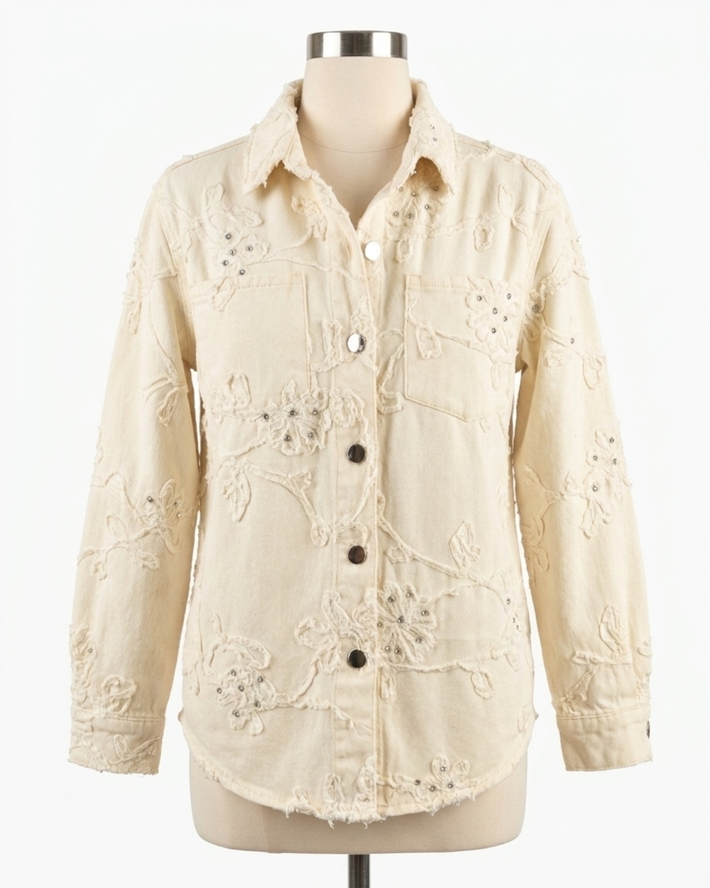 NEW TRIBAL rhinestone embellished shacket in cream